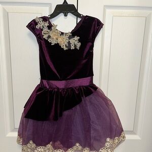 Weissman Velvet Purple and Gold Kids Dance Costume